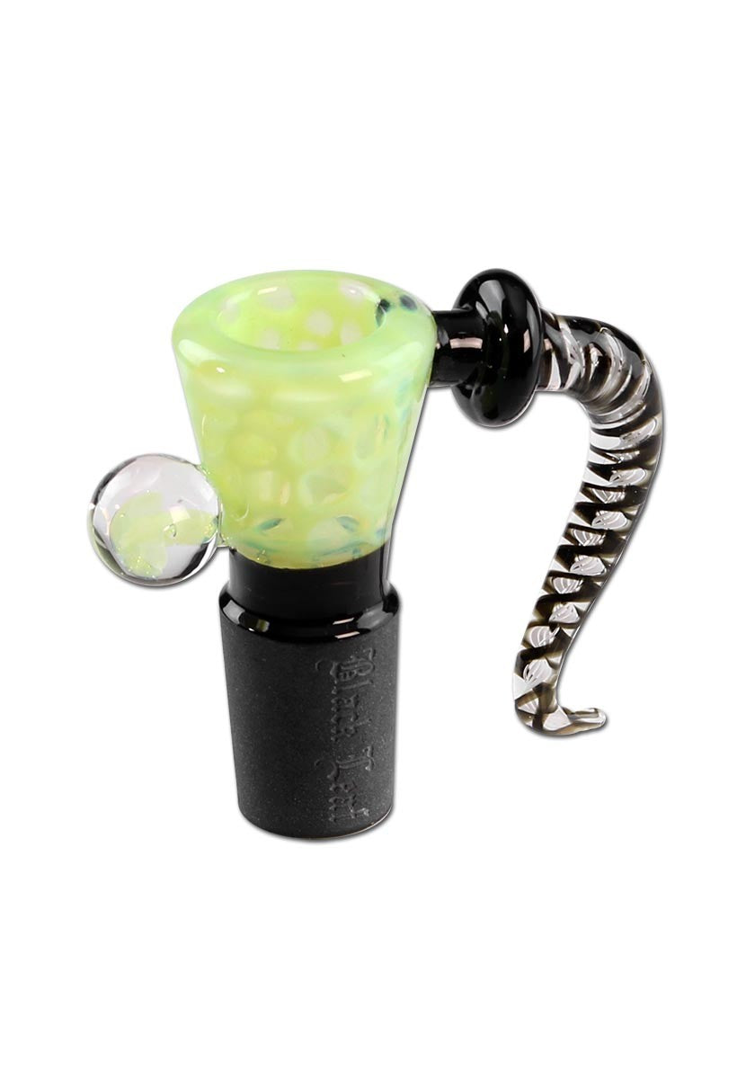 Black Leaf Parafernalia Glass Art Bowl Dots light green braciere vetro