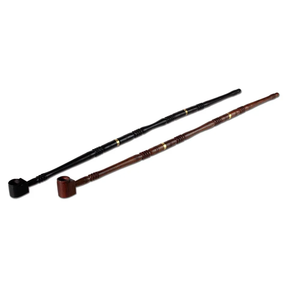 Black Leaf Wood Pipe 3-part with Brass Ring pipa in palissandro