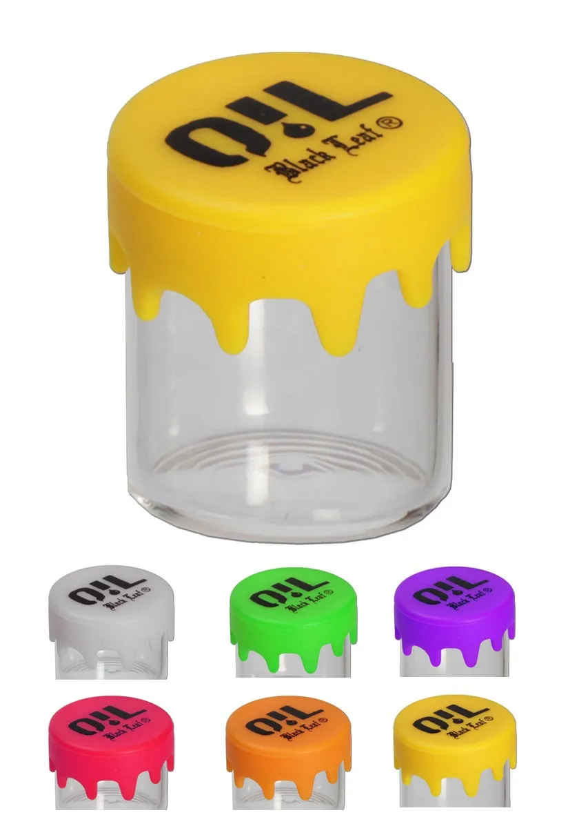 Black Leaf Glass clear with Silicone Cap 7ml contenitore in vetro