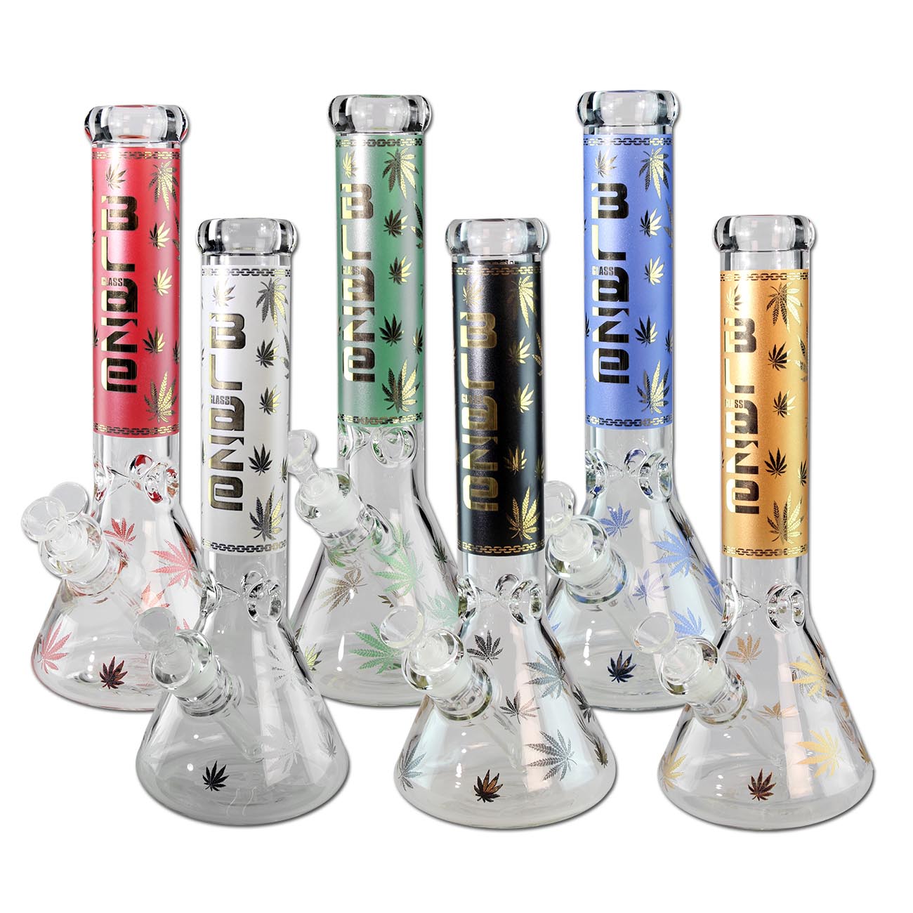 Plantadiscount Parafernalia Blaze Glass Golden Leaf Flask Bong Ice bong ghiaccio 7 mm