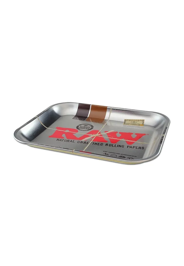 Plantadiscount Parafernalia RAW Metal Rolling Tray L silver vassoio in metallo