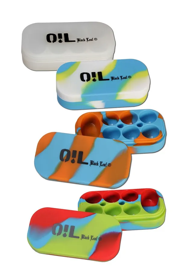 Black Leaf Parafernalia Silicone Box with 7 Chambers contenitore 6x4 ml + 1x10 ml