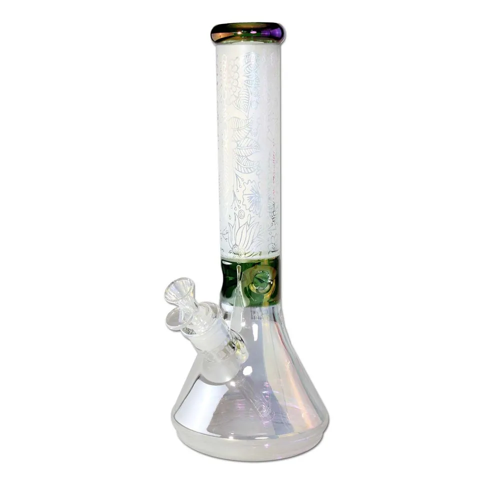 Black Leaf Parafernalia Beaker Bong Ice sandblasted bong con camera per ghiaccio