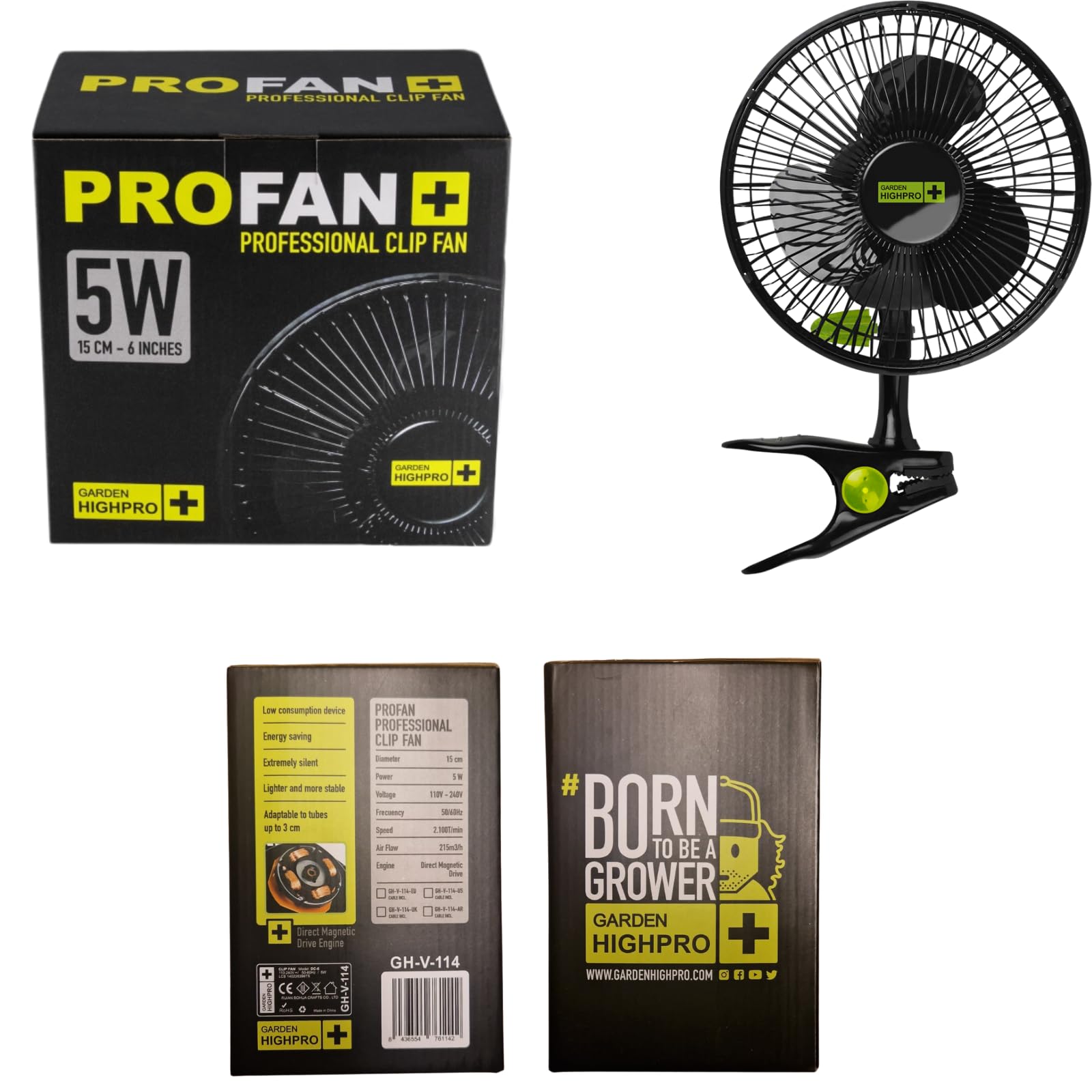 Garden HighPro Profan 15 cm ventilatore a clip 5 W per grow box