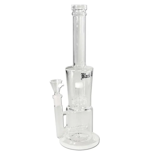 Black Leaf Drum Percolator + Inline Slit bong in vetro per dabbing