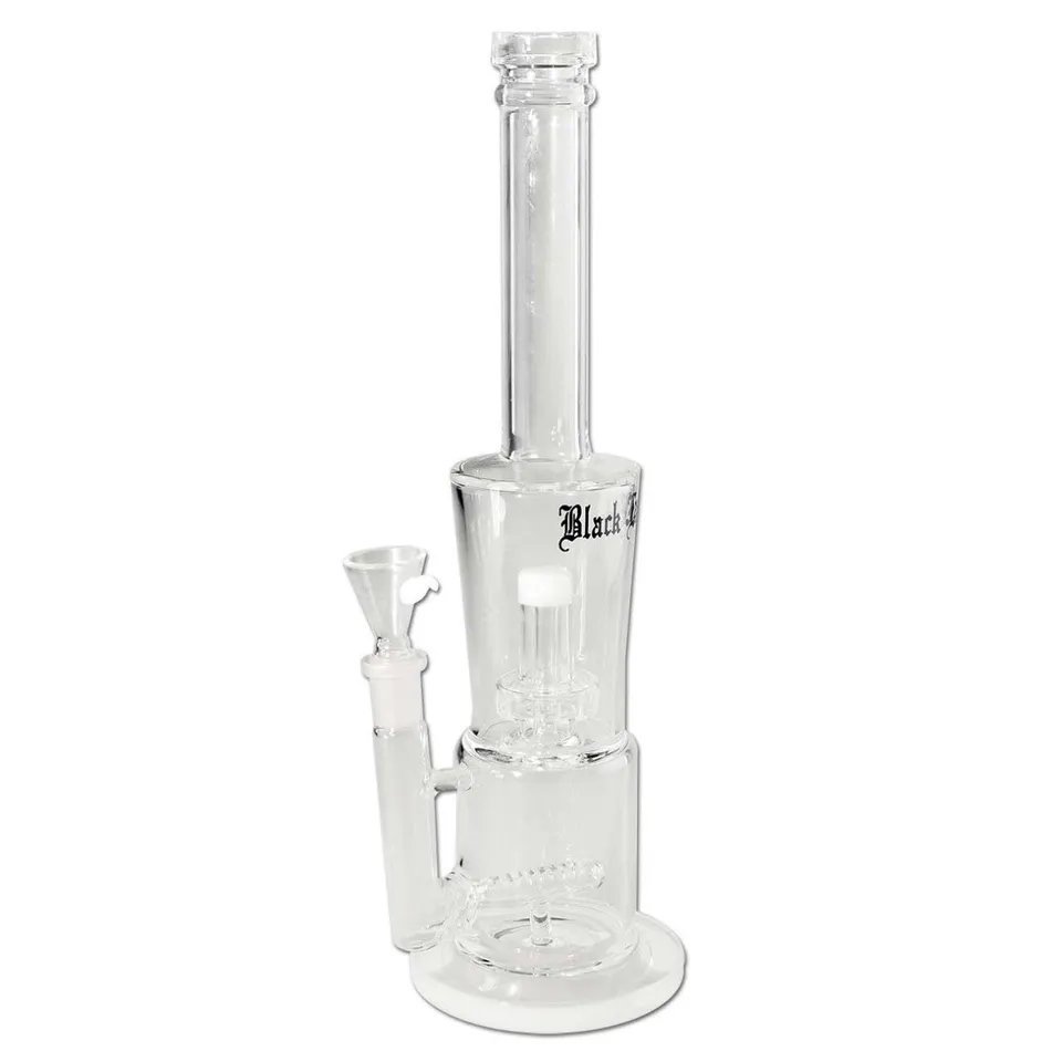 Black Leaf Drum Percolator + Inline Slit bong in vetro per dabbing