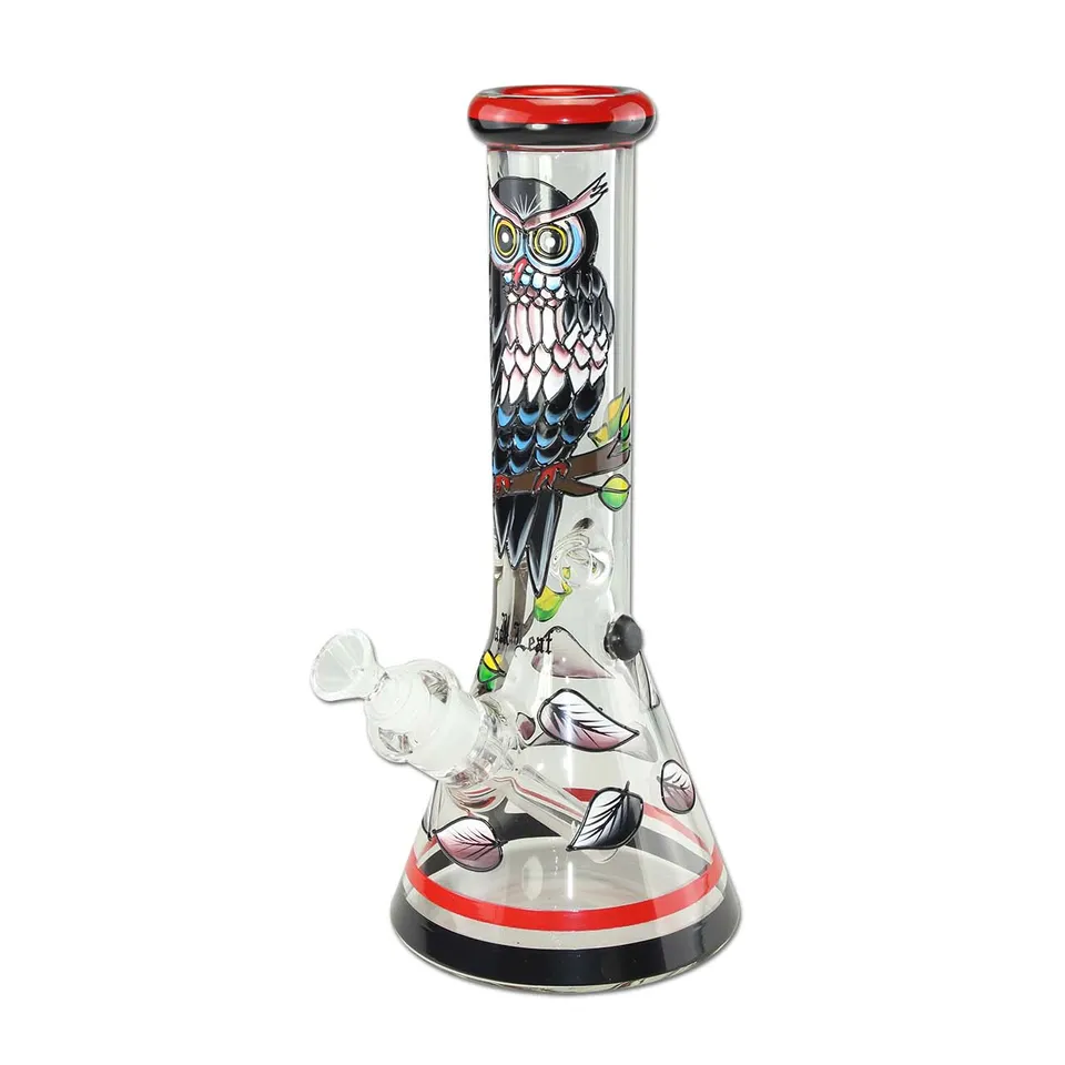 Plantadiscount Parafernalia Vetro dipinto a mano Bong Ice Night Owl bong 7 mm