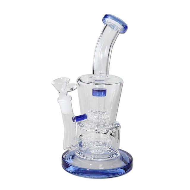 Black Leaf Bubbler Shower Head and Drum Perco bong in vetro