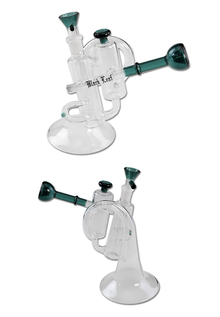 Black Leaf Parafernalia Trumpet Recycle pipe verde mare con diffusore