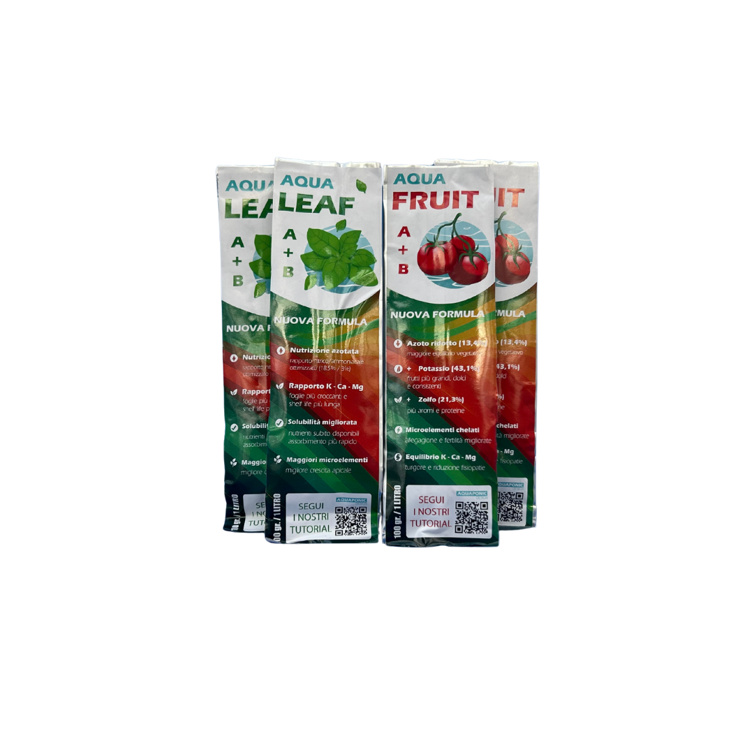 Aquaponic Design AQUA LEAF e AQUAFRUIT fertilizzanti idroponici A+B