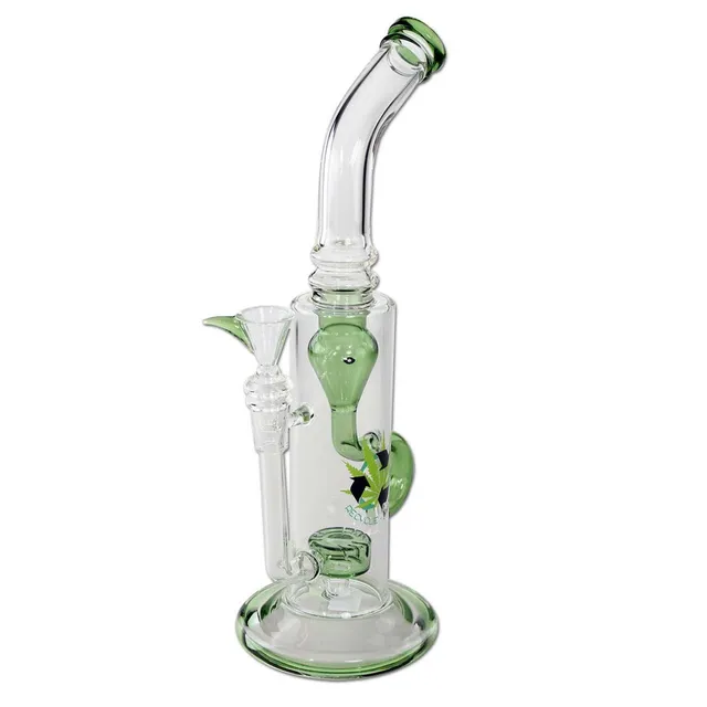 Black Leaf Recycle Bong with Drum Perco bong verde con ricircolo