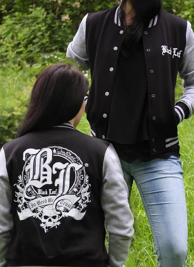 Black Leaf College Jacket giacca college donna XL nera e grigia