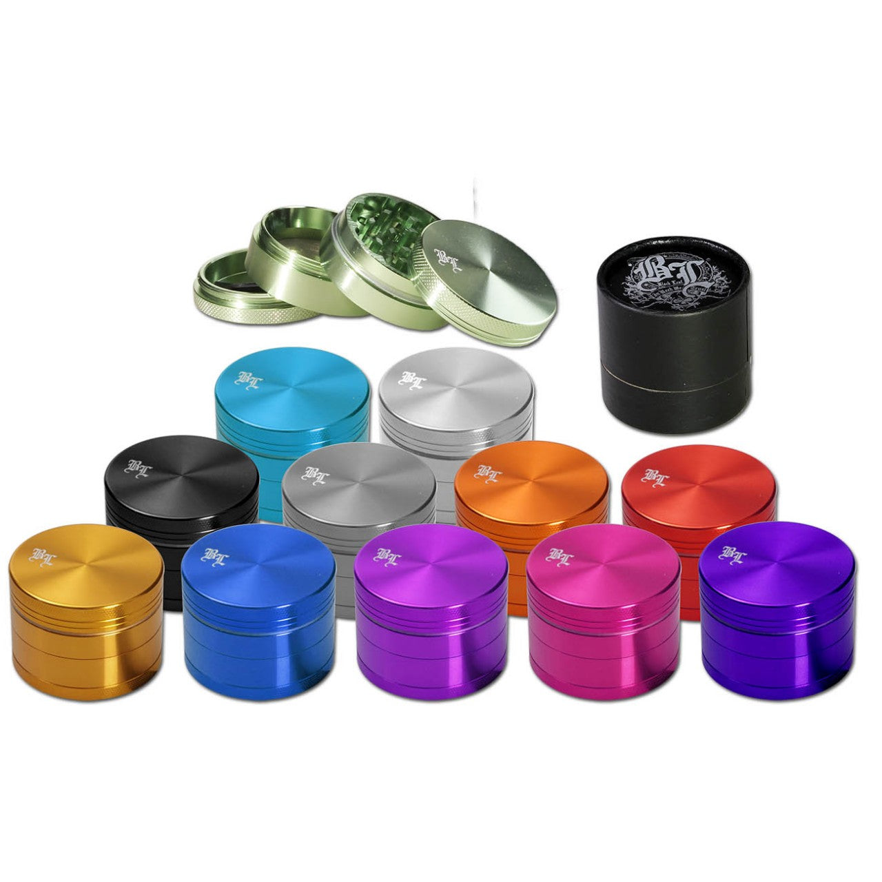 Black Leaf Parafernalia Weed Grinder Al. 4part grinder in alluminio