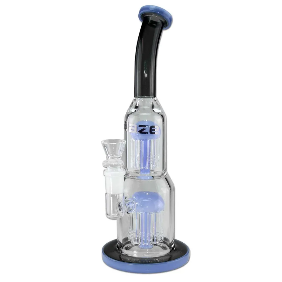 Blaze Glass Parafernalia 2x Tree Perco bong nero-blu con doppio percolatore