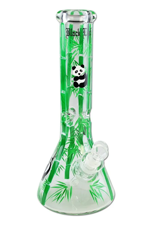 Black Leaf Parafernalia Panda Hand Painted Flask Bong Ice bong 7 mm