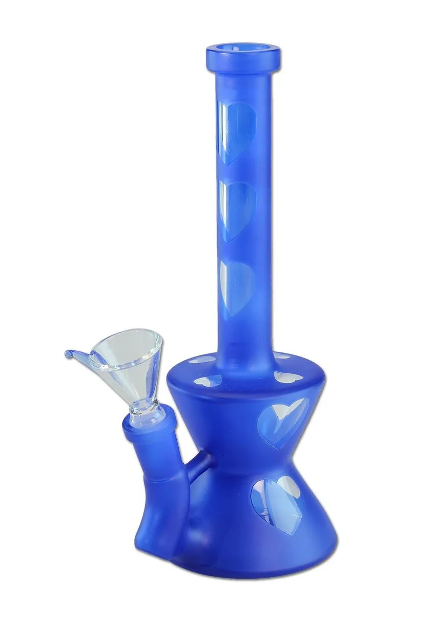 Plantadiscount Parafernalia Hearts bong blu opaco con interno trasparente