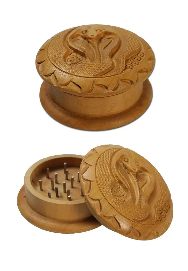 Plantadiscount Parafernalia Shisham Grinder Snake 2-part carved grinder in shisham