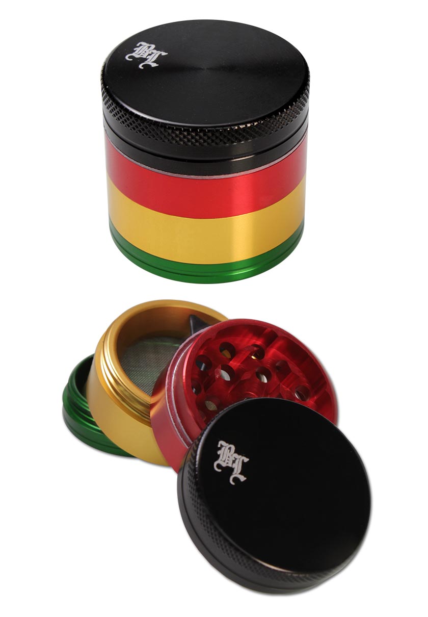 Black Leaf Parafernalia Grinder in alluminio 4-part Rasta 40mm grinder magnetico
