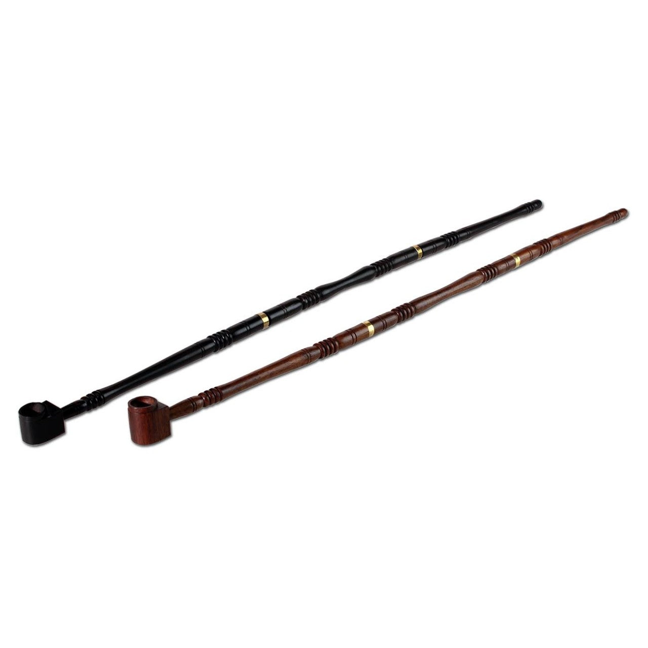 Black Leaf Wood Pipe 3-part with Brass Ring pipa in palissandro