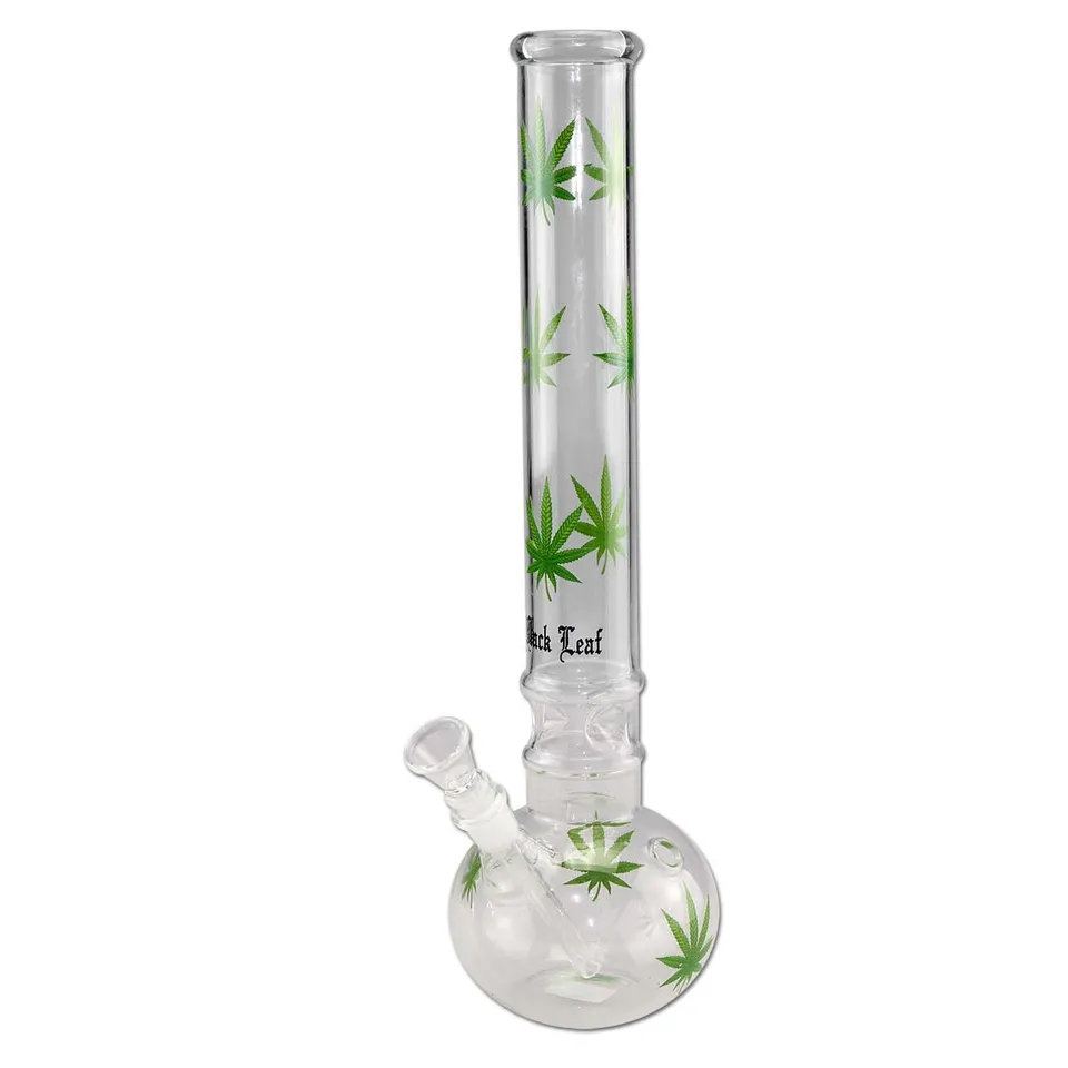Black Leaf Leaves Ice Bong bong verde con camera per ghiaccio
