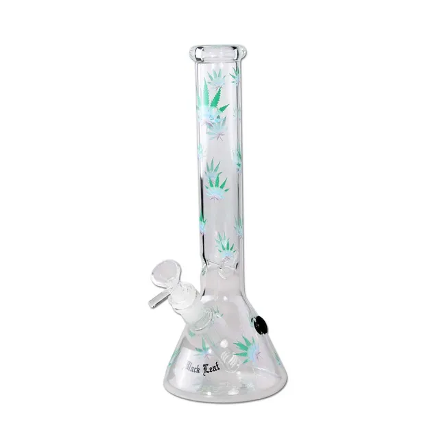 Black Leaf Pastel Leaves Beaker Bong Ice, bong con camera per ghiaccio