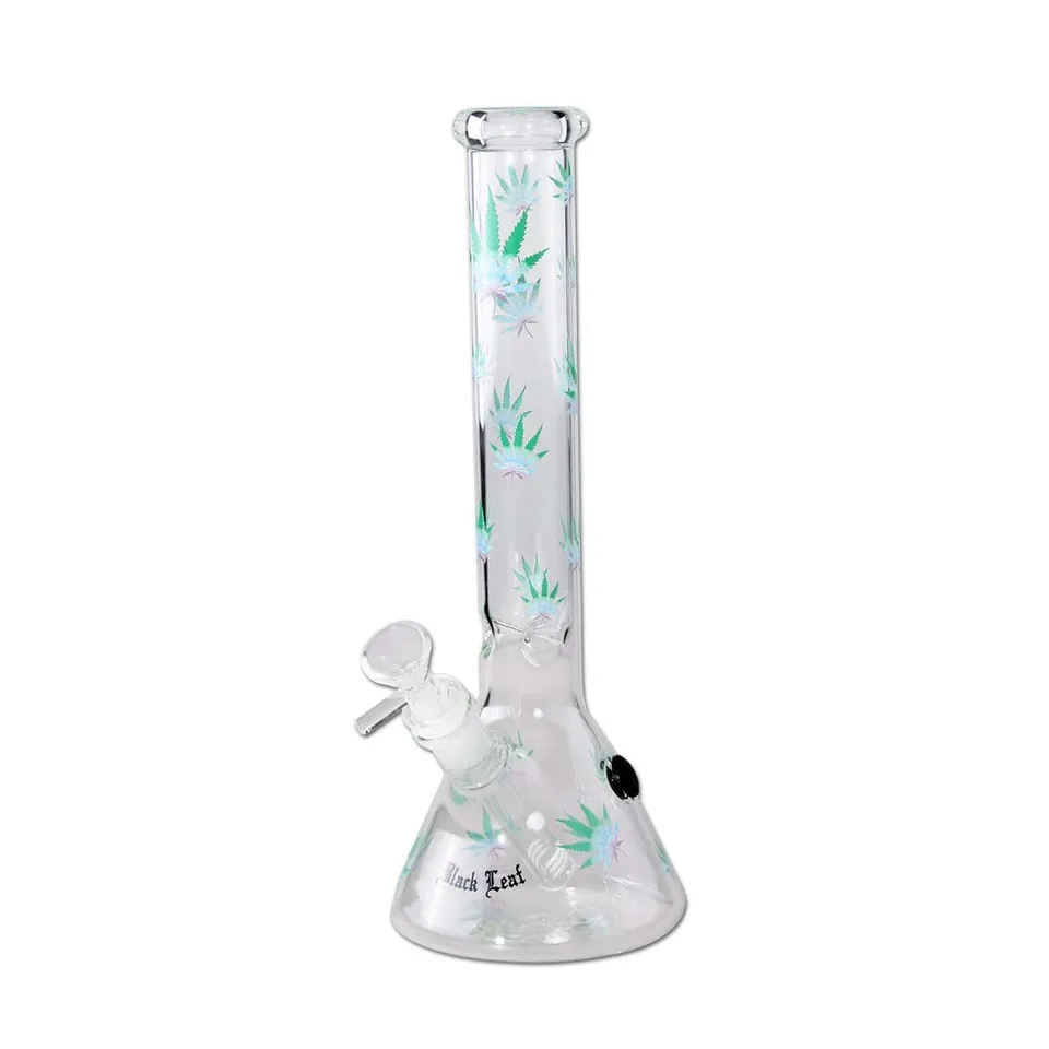 Black Leaf Pastel Leaves Beaker Bong Ice, bong con camera per ghiaccio