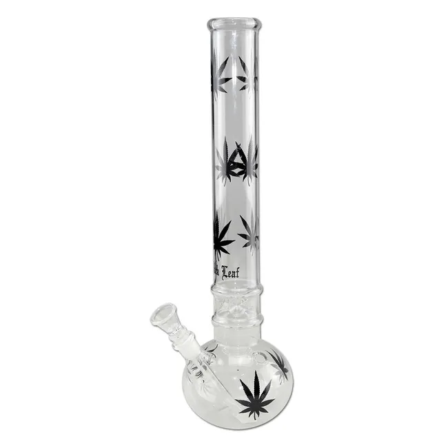 Black Leaf Leaves Ice Bong black bong nero con camera per ghiaccio