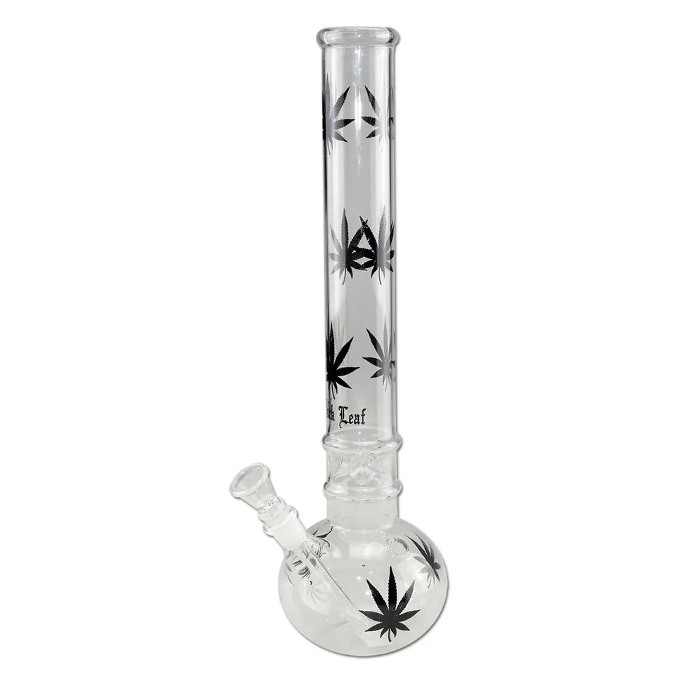 Black Leaf Leaves Ice Bong black bong nero con camera per ghiaccio