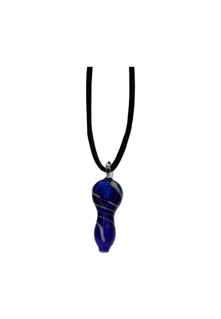 Parafernalia Handpipe Glass with Stripes pipe in vetro con collana