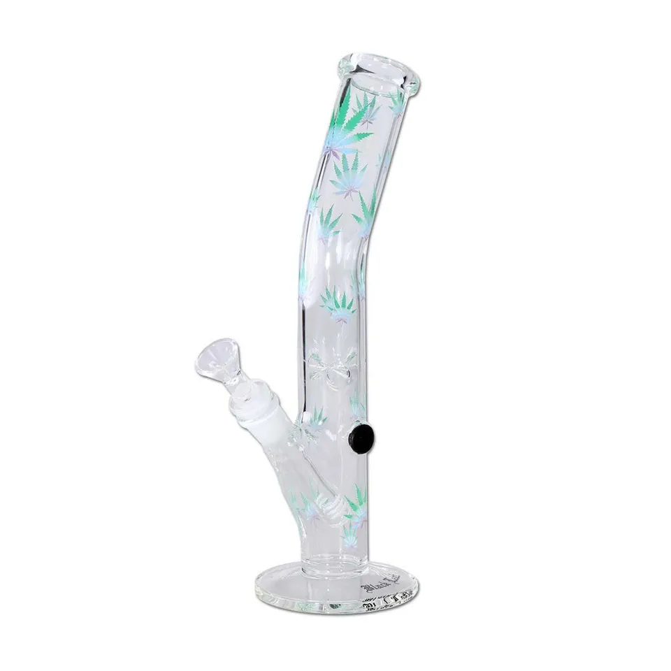 Black Leaf Pastel Leaves Cylinder Bong Ice Bent bong con camera ghiaccio