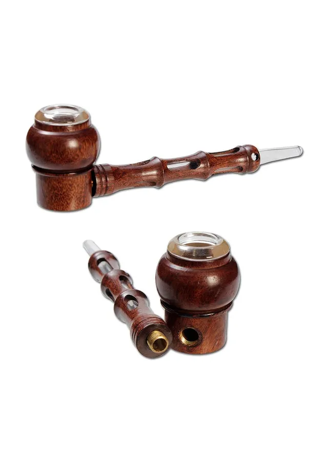 Plantadiscount Parafernalia Wood Pipe 2-part with Glass Bowl pipe smontabile