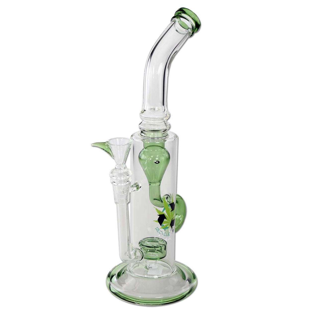 Black Leaf Recycle Bong with Drum Perco bong verde con ricircolo