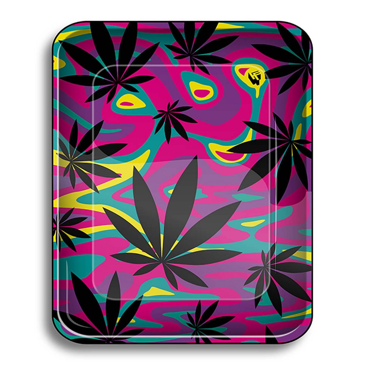 Plantadiscount Parafernalia Rolling Tray Neon Leaves #2 vassoio metallico